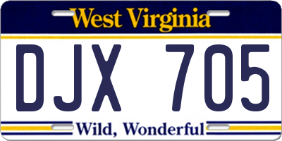 WV license plate DJX705