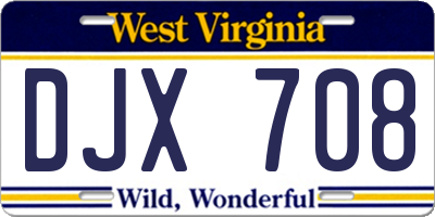 WV license plate DJX708