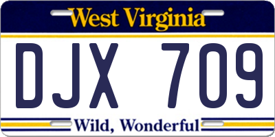 WV license plate DJX709