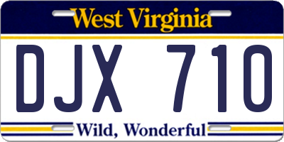 WV license plate DJX710