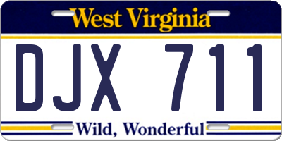 WV license plate DJX711