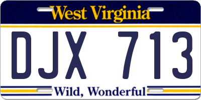 WV license plate DJX713