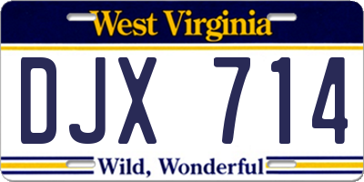 WV license plate DJX714