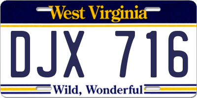 WV license plate DJX716