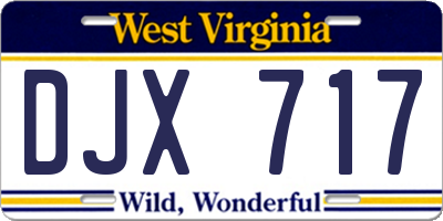 WV license plate DJX717