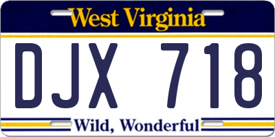 WV license plate DJX718