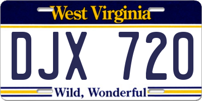 WV license plate DJX720