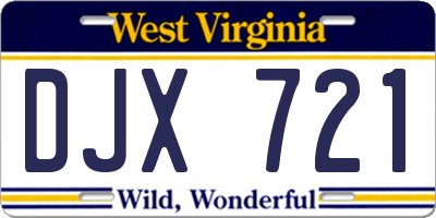 WV license plate DJX721