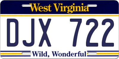 WV license plate DJX722