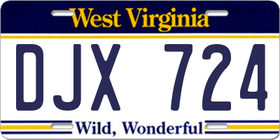 WV license plate DJX724