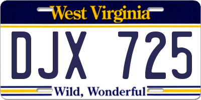 WV license plate DJX725