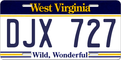 WV license plate DJX727