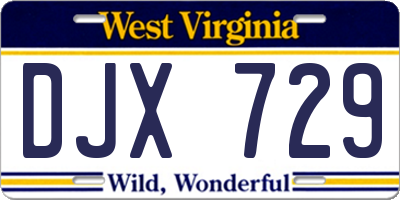 WV license plate DJX729