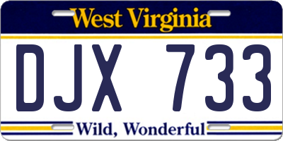 WV license plate DJX733