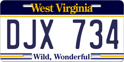 WV license plate DJX734