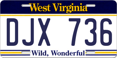 WV license plate DJX736