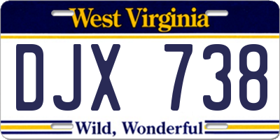 WV license plate DJX738