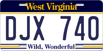 WV license plate DJX740