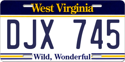 WV license plate DJX745