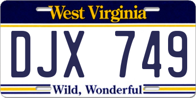 WV license plate DJX749