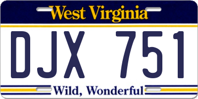 WV license plate DJX751