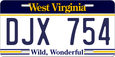 WV license plate DJX754