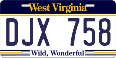 WV license plate DJX758