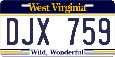 WV license plate DJX759