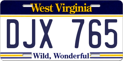 WV license plate DJX765