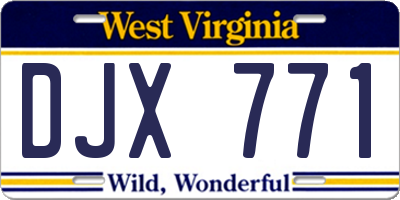 WV license plate DJX771