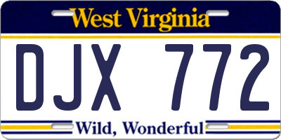 WV license plate DJX772