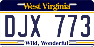 WV license plate DJX773