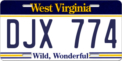 WV license plate DJX774