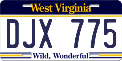 WV license plate DJX775