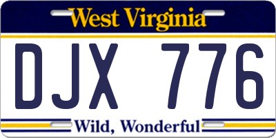 WV license plate DJX776