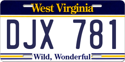 WV license plate DJX781