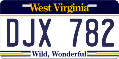 WV license plate DJX782