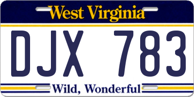 WV license plate DJX783