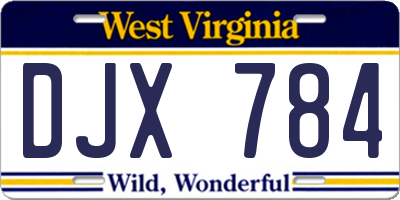 WV license plate DJX784