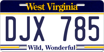 WV license plate DJX785