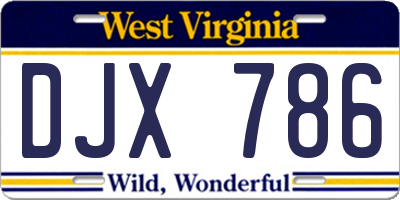 WV license plate DJX786