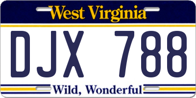 WV license plate DJX788