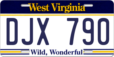 WV license plate DJX790