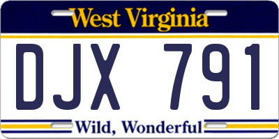 WV license plate DJX791