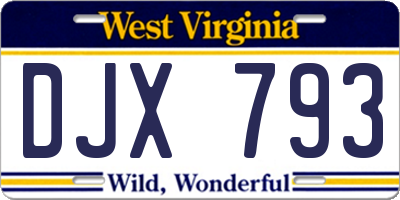 WV license plate DJX793