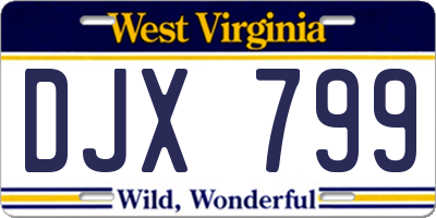 WV license plate DJX799