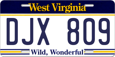 WV license plate DJX809