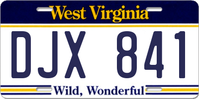 WV license plate DJX841