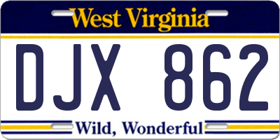 WV license plate DJX862