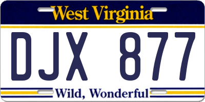 WV license plate DJX877